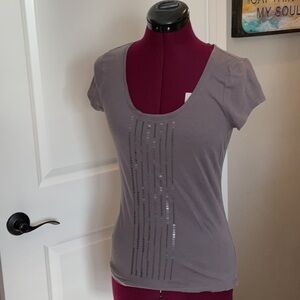 Ann Taylor Sequin Short Sleeve Top